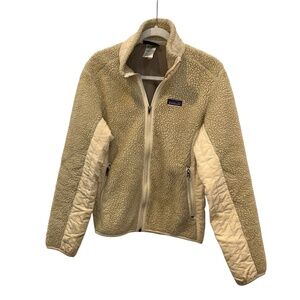 Patagonia tan cream fleece zip up jacket M